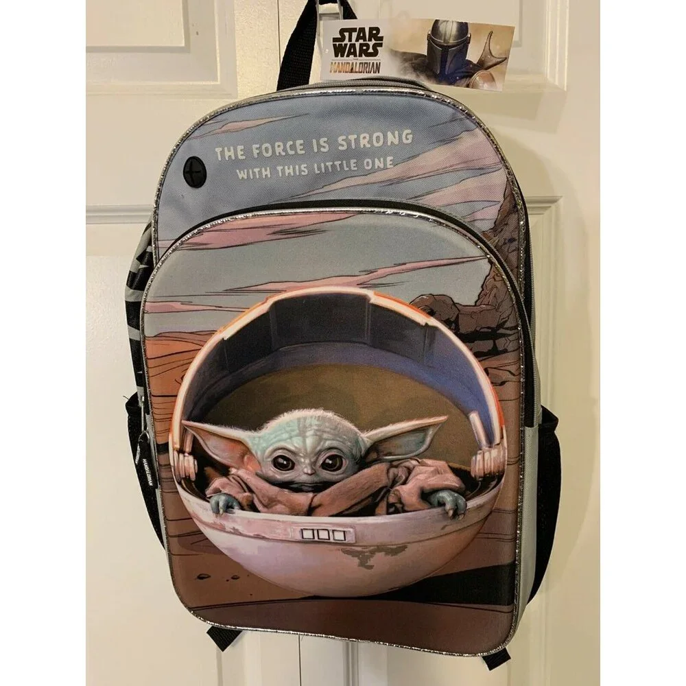 New Disney Star Wars Mandalorian Baby‎ Yoda 18”kids Backpack The Force Is Strong
